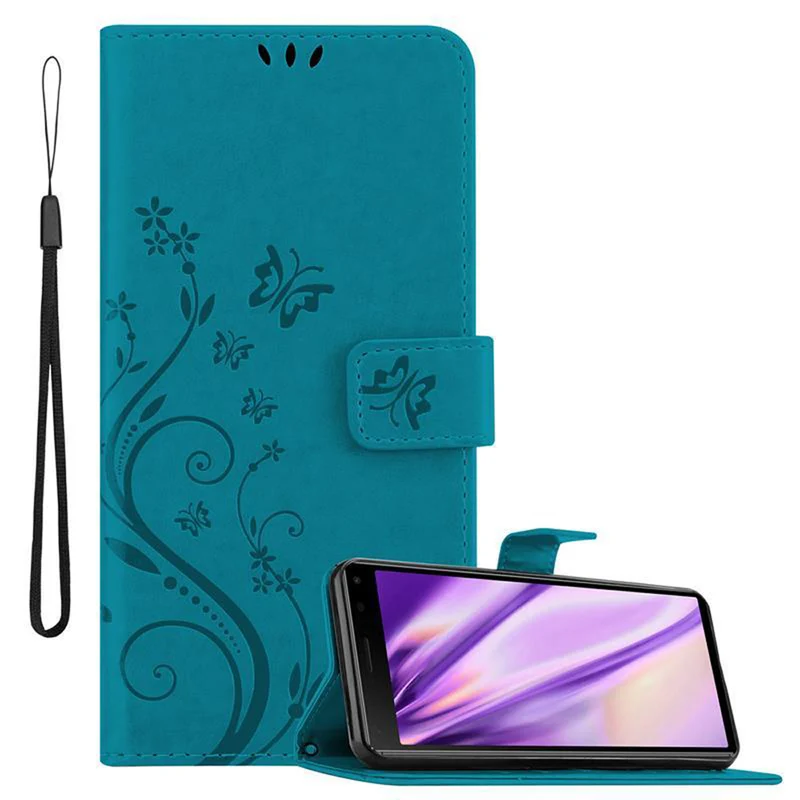 Cadorabo Hülle kompatibel mit Sony Xperia 8 Schutzhülle im Blumen Design mit Magnetverschluss, Standfunktion und Kartenfächern