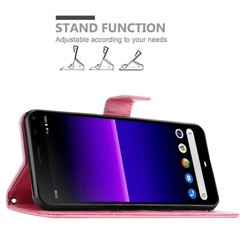 Cadorabo Hülle kompatibel mit Sony Xperia 8 Schutzhülle im Blumen Design mit Magnetverschluss, Standfunktion und Kartenfächern