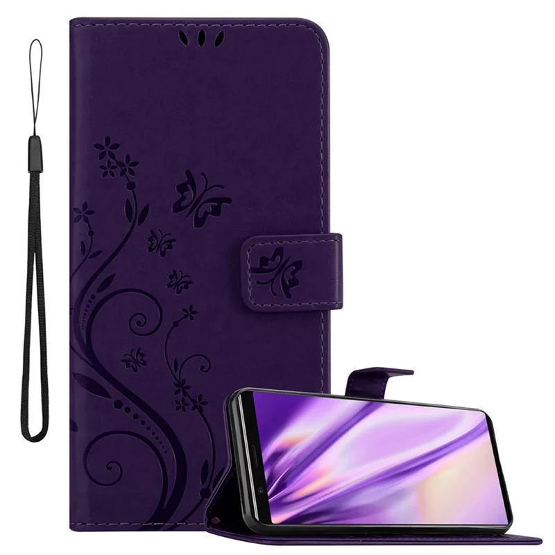 Cadorabo Hülle kompatibel mit Sony Xperia 5 Schutzhülle im Blumen Design mit Magnetverschluss, Standfunktion und Kartenfächern