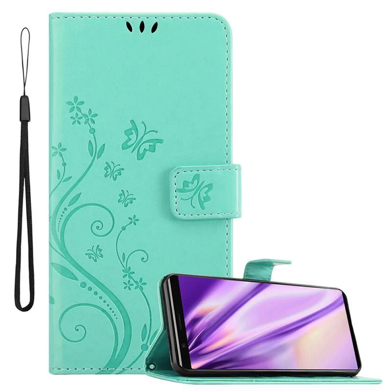 Cadorabo Hülle kompatibel mit Sony Xperia 5 Schutzhülle im Blumen Design mit Magnetverschluss, Standfunktion und Kartenfächern