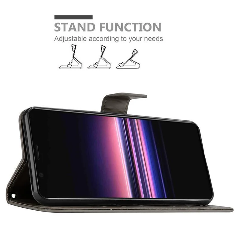 Cadorabo Hülle kompatibel mit Sony Xperia 5 Schutzhülle im Blumen Design mit Magnetverschluss, Standfunktion und Kartenfächern