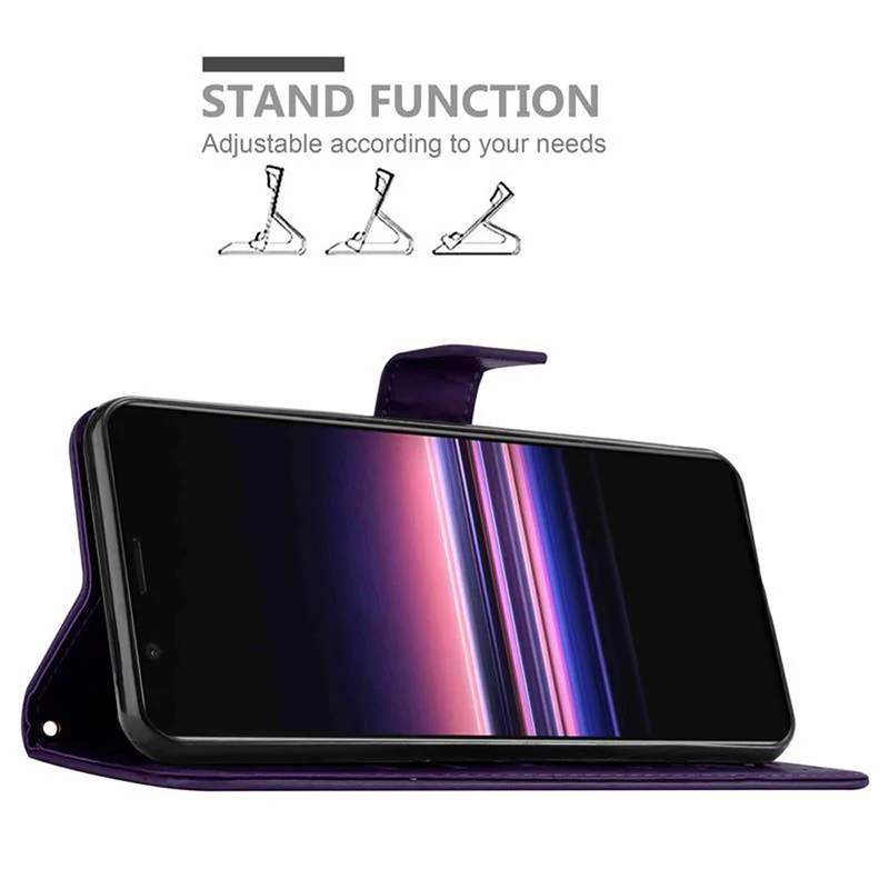Cadorabo Hülle kompatibel mit Sony Xperia 5 Schutzhülle im Blumen Design mit Magnetverschluss, Standfunktion und Kartenfächern
