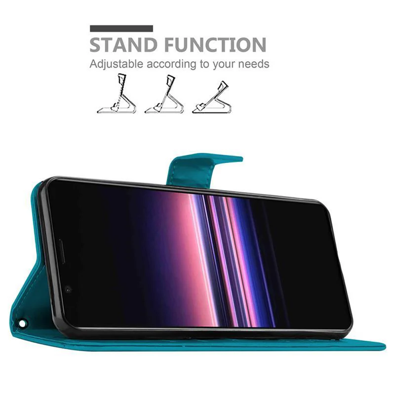 Cadorabo Hülle kompatibel mit Sony Xperia 5 Schutzhülle im Blumen Design mit Magnetverschluss, Standfunktion und Kartenfächern