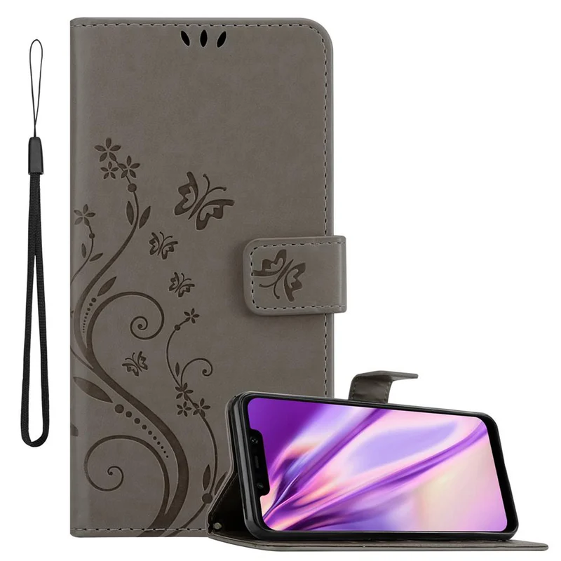 Cadorabo Hülle kompatibel mit Xiaomi Pocophone F1 Schutzhülle im Blumen Design mit Magnetverschluss, Standfunktion und Kartenfächern