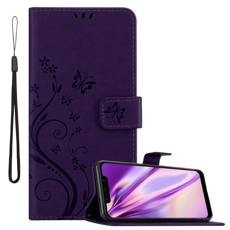Cadorabo Hülle kompatibel mit Xiaomi Pocophone F1 Schutzhülle im Blumen Design mit Magnetverschluss, Standfunktion und Kartenfächern
