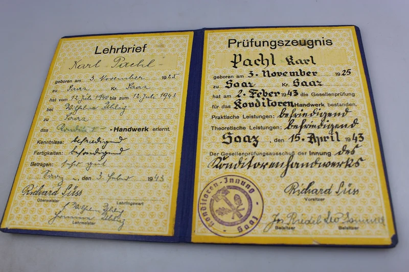 Urkunde Verband der Handwerker des Reiches