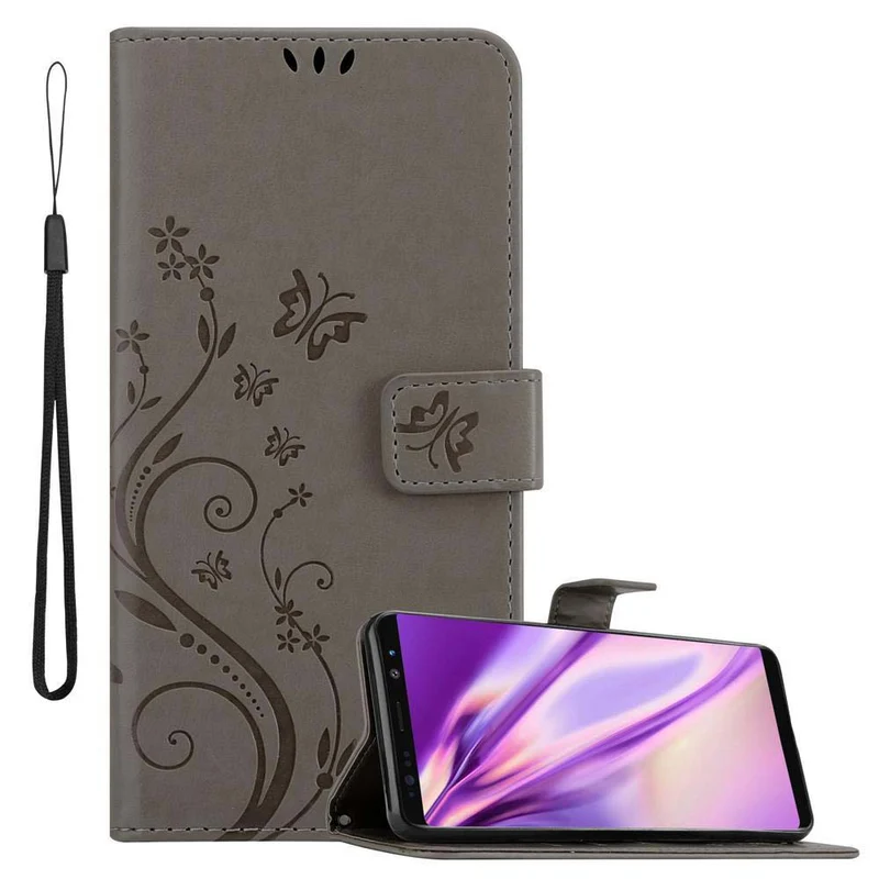 Cadorabo Hülle kompatibel mit Samsung Galaxy NOTE 8 Schutzhülle im Blumen Design mit Magnetverschluss, Standfunktion und Kartenfächern