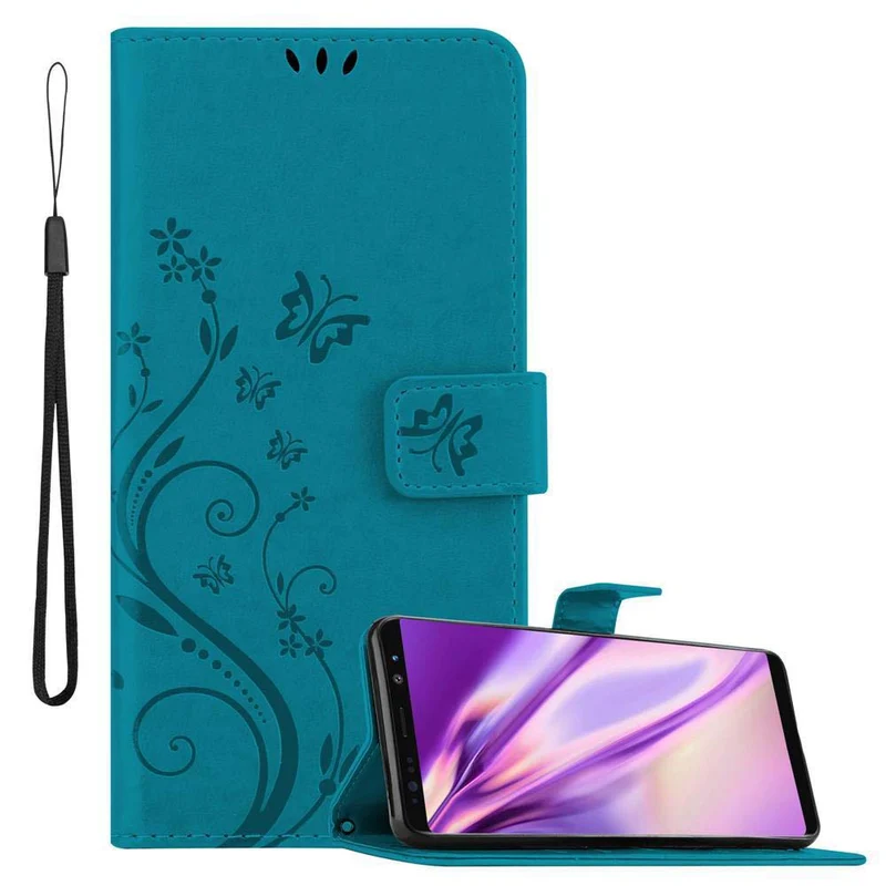 Cadorabo Hülle kompatibel mit Samsung Galaxy NOTE 8 Schutzhülle im Blumen Design mit Magnetverschluss, Standfunktion und Kartenfächern