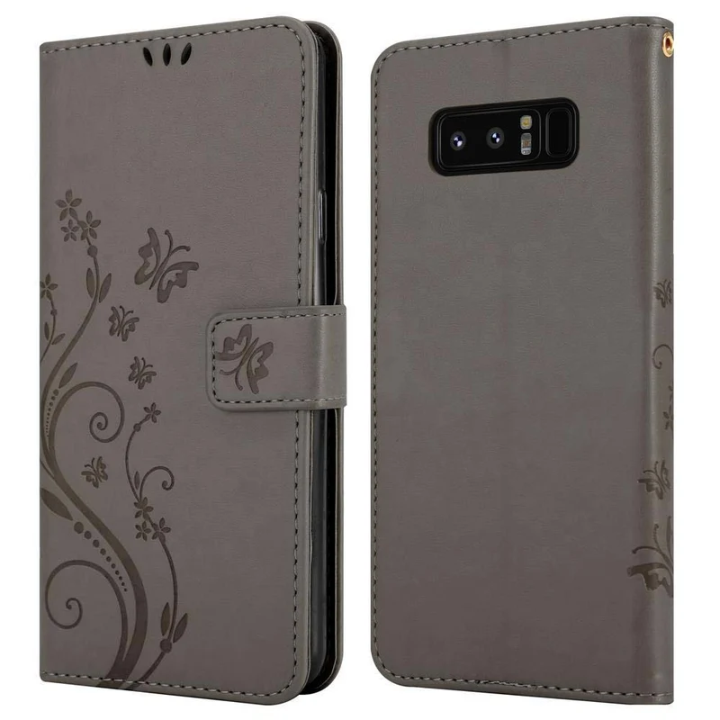 Cadorabo Hülle kompatibel mit Samsung Galaxy NOTE 8 Schutzhülle im Blumen Design mit Magnetverschluss, Standfunktion und Kartenfächern