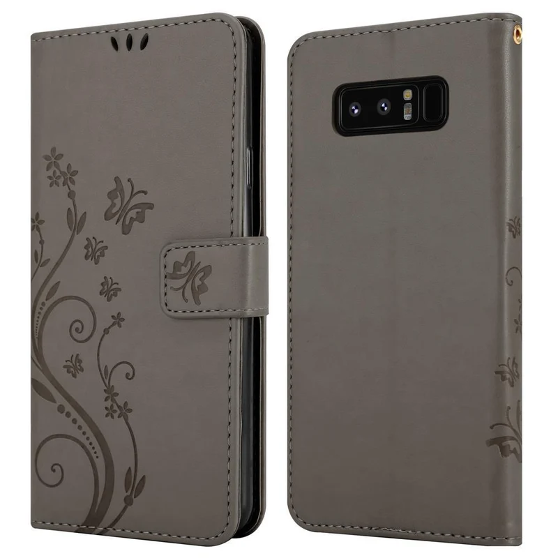 Cadorabo Hülle kompatibel mit Samsung Galaxy NOTE 8 Schutzhülle im Blumen Design mit Magnetverschluss, Standfunktion und Kartenfächern