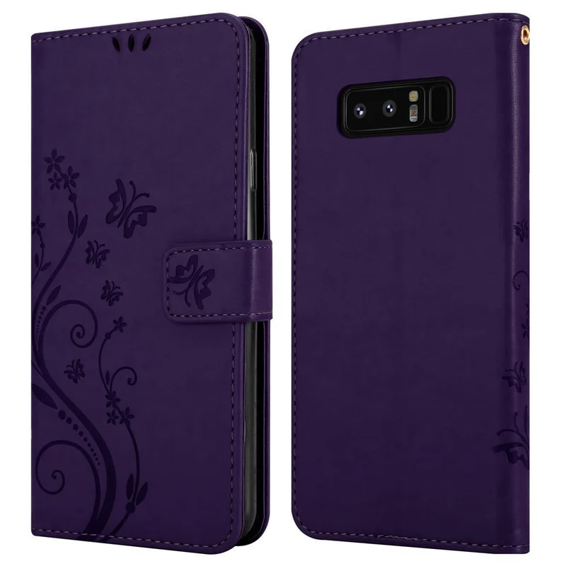 Cadorabo Hülle kompatibel mit Samsung Galaxy NOTE 8 Schutzhülle im Blumen Design mit Magnetverschluss, Standfunktion und Kartenfächern