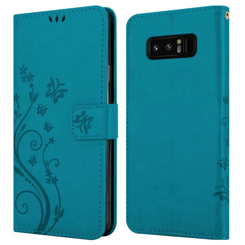 Cadorabo Hülle kompatibel mit Samsung Galaxy NOTE 8 Schutzhülle im Blumen Design mit Magnetverschluss, Standfunktion und Kartenfächern
