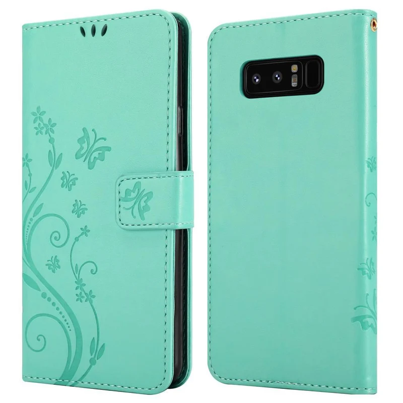 Cadorabo Hülle kompatibel mit Samsung Galaxy NOTE 8 Schutzhülle im Blumen Design mit Magnetverschluss, Standfunktion und Kartenfächern
