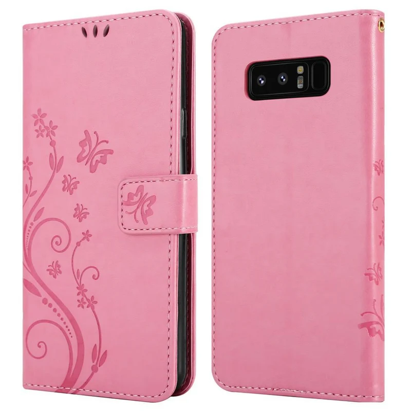 Cadorabo Hülle kompatibel mit Samsung Galaxy NOTE 8 Schutzhülle im Blumen Design mit Magnetverschluss, Standfunktion und Kartenfächern