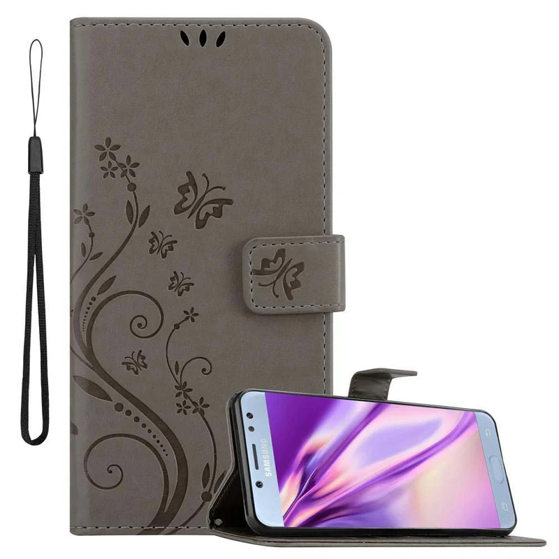 Cadorabo Hülle kompatibel mit Samsung Galaxy J5 2017 / J5 PRO Schutzhülle im Blumen Design mit Magnetverschluss, Standfunktion und Kartenfächern