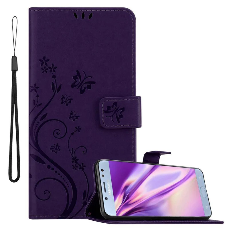 Cadorabo Hülle kompatibel mit Samsung Galaxy J5 2017 / J5 PRO Schutzhülle im Blumen Design mit Magnetverschluss, Standfunktion und Kartenfächern