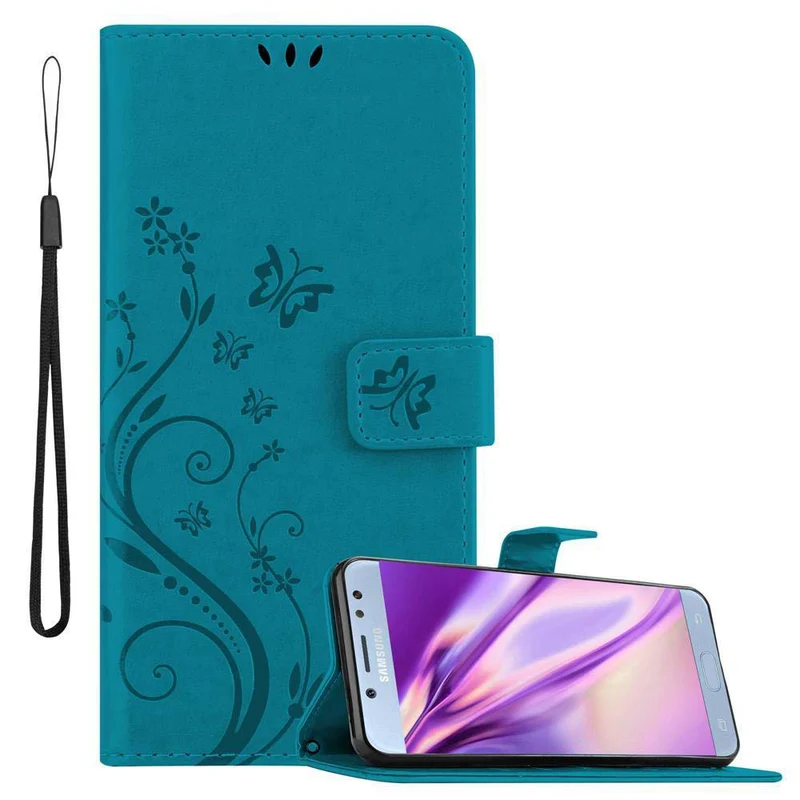 Cadorabo Hülle kompatibel mit Samsung Galaxy J5 2017 / J5 PRO Schutzhülle im Blumen Design mit Magnetverschluss, Standfunktion und Kartenfächern