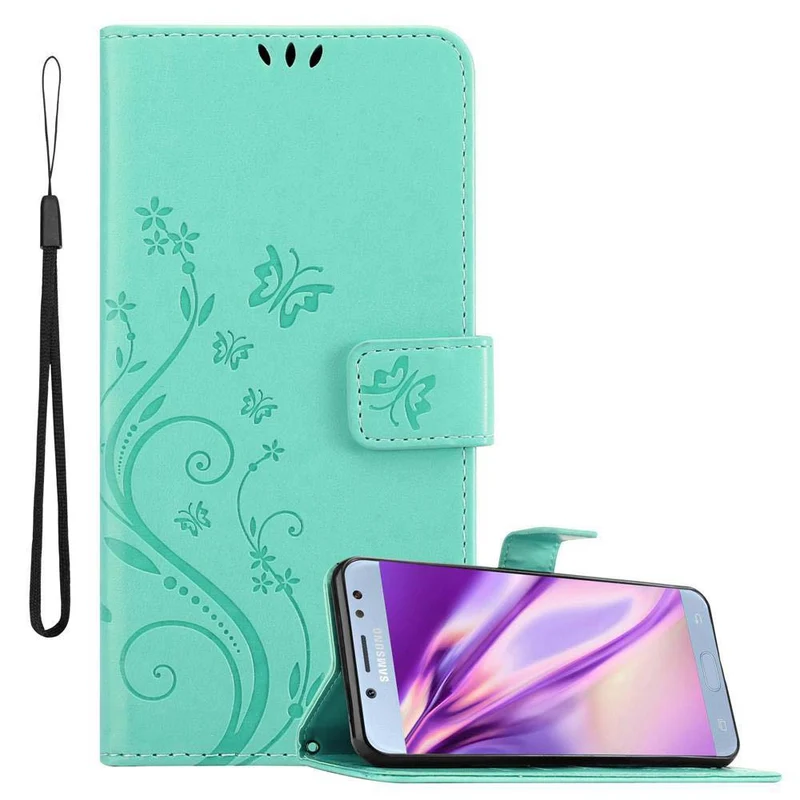 Cadorabo Hülle kompatibel mit Samsung Galaxy J5 2017 / J5 PRO Schutzhülle im Blumen Design mit Magnetverschluss, Standfunktion und Kartenfächern