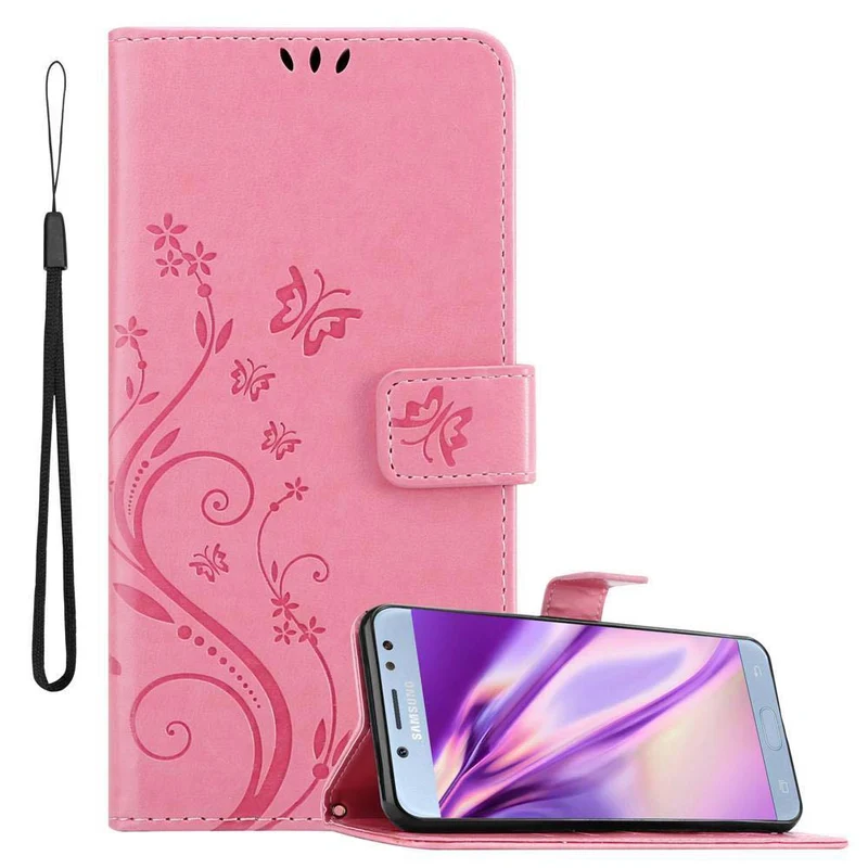 Cadorabo Hülle kompatibel mit Samsung Galaxy J5 2017 / J5 PRO Schutzhülle im Blumen Design mit Magnetverschluss, Standfunktion und Kartenfächern