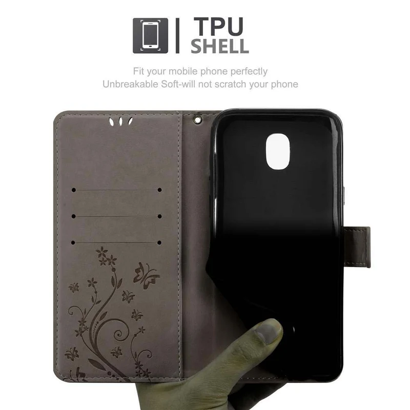 Cadorabo Hülle kompatibel mit Samsung Galaxy J5 2017 / J5 PRO Schutzhülle im Blumen Design mit Magnetverschluss, Standfunktion und Kartenfächern