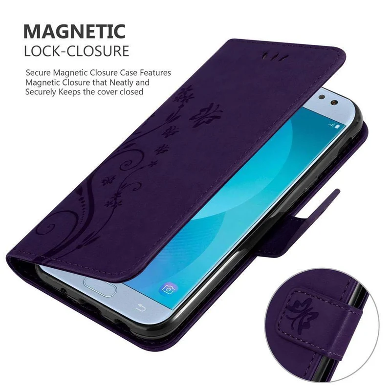 Cadorabo Hülle kompatibel mit Samsung Galaxy J5 2017 / J5 PRO Schutzhülle im Blumen Design mit Magnetverschluss, Standfunktion und Kartenfächern