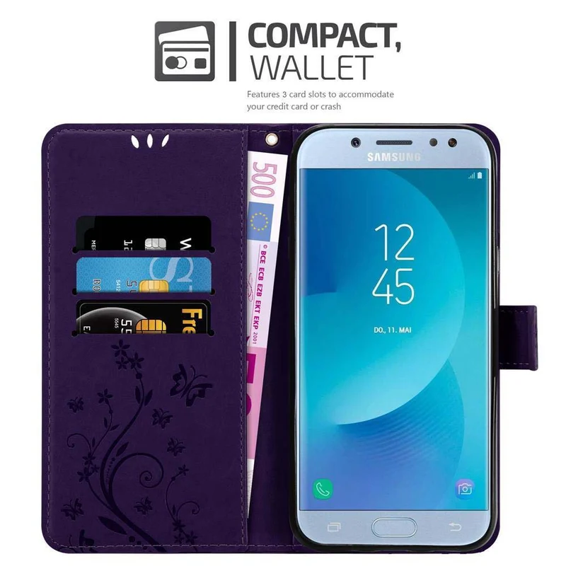 Cadorabo Hülle kompatibel mit Samsung Galaxy J5 2017 / J5 PRO Schutzhülle im Blumen Design mit Magnetverschluss, Standfunktion und Kartenfächern