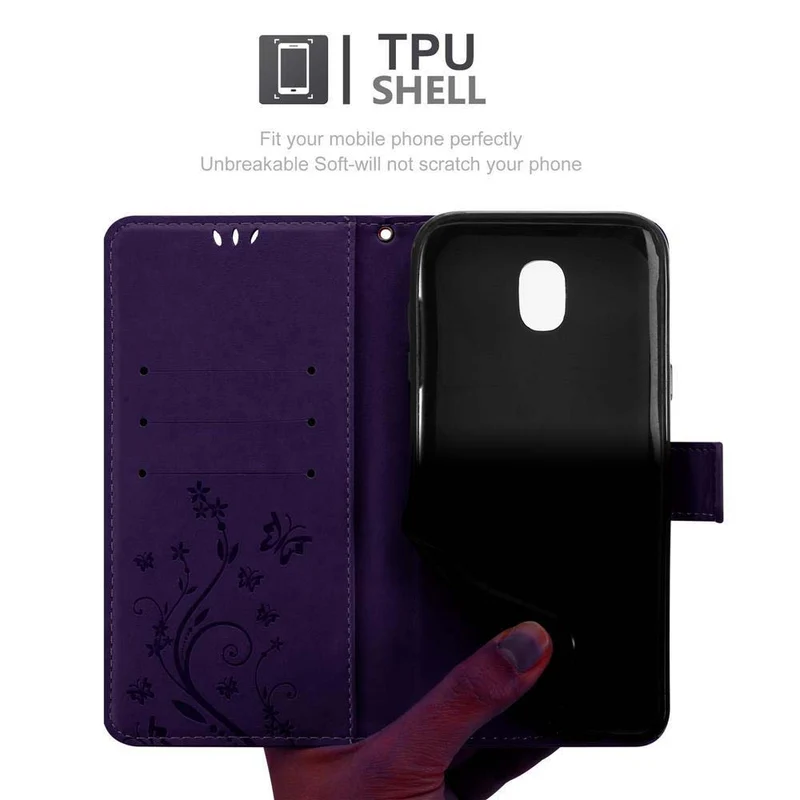 Cadorabo Hülle kompatibel mit Samsung Galaxy J5 2017 / J5 PRO Schutzhülle im Blumen Design mit Magnetverschluss, Standfunktion und Kartenfächern