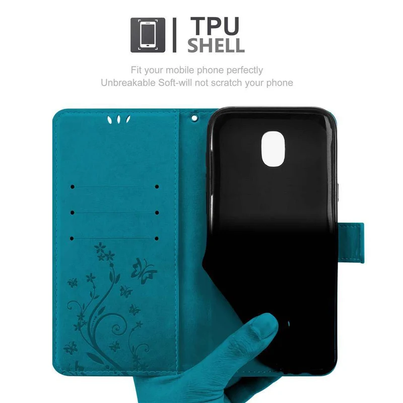 Cadorabo Hülle kompatibel mit Samsung Galaxy J5 2017 / J5 PRO Schutzhülle im Blumen Design mit Magnetverschluss, Standfunktion und Kartenfächern
