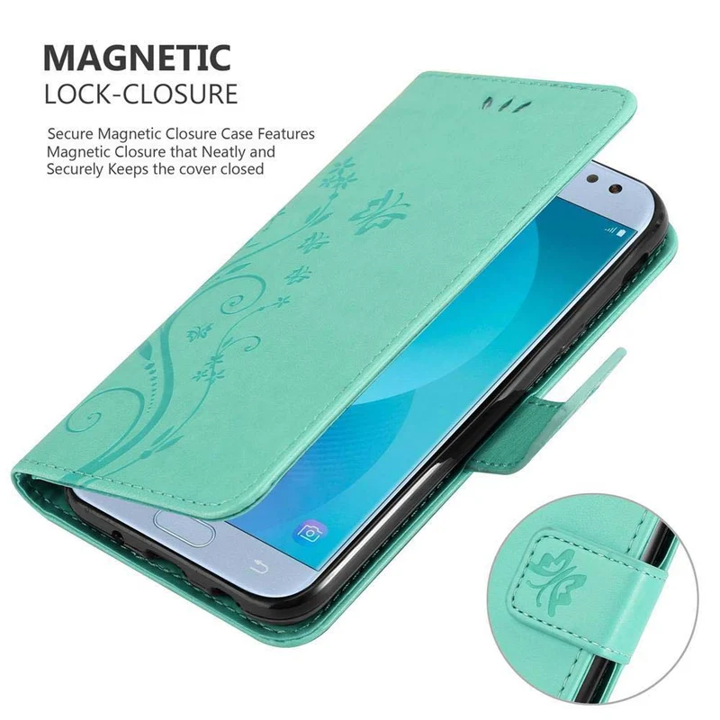 Cadorabo Hülle kompatibel mit Samsung Galaxy J5 2017 / J5 PRO Schutzhülle im Blumen Design mit Magnetverschluss, Standfunktion und Kartenfächern