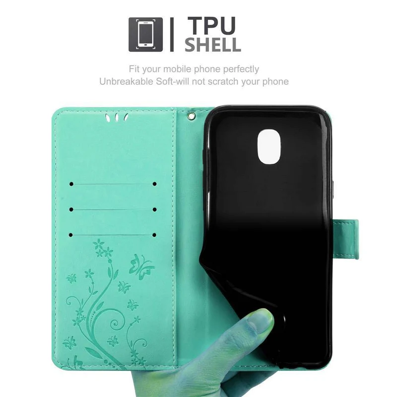 Cadorabo Hülle kompatibel mit Samsung Galaxy J5 2017 / J5 PRO Schutzhülle im Blumen Design mit Magnetverschluss, Standfunktion und Kartenfächern