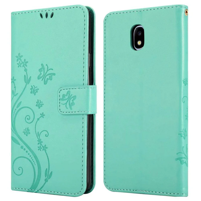 Cadorabo Hülle kompatibel mit Samsung Galaxy J5 2017 / J5 PRO Schutzhülle im Blumen Design mit Magnetverschluss, Standfunktion und Kartenfächern