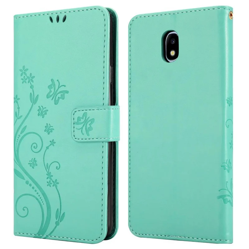 Cadorabo Hülle kompatibel mit Samsung Galaxy J5 2017 / J5 PRO Schutzhülle im Blumen Design mit Magnetverschluss, Standfunktion und Kartenfächern