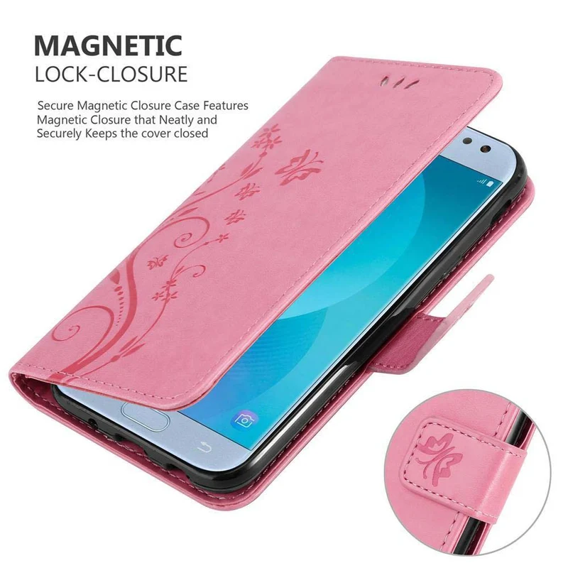 Cadorabo Hülle kompatibel mit Samsung Galaxy J5 2017 / J5 PRO Schutzhülle im Blumen Design mit Magnetverschluss, Standfunktion und Kartenfächern