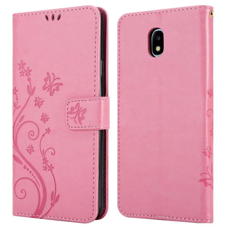 Cadorabo Hülle kompatibel mit Samsung Galaxy J5 2017 / J5 PRO Schutzhülle im Blumen Design mit Magnetverschluss, Standfunktion und Kartenfächern