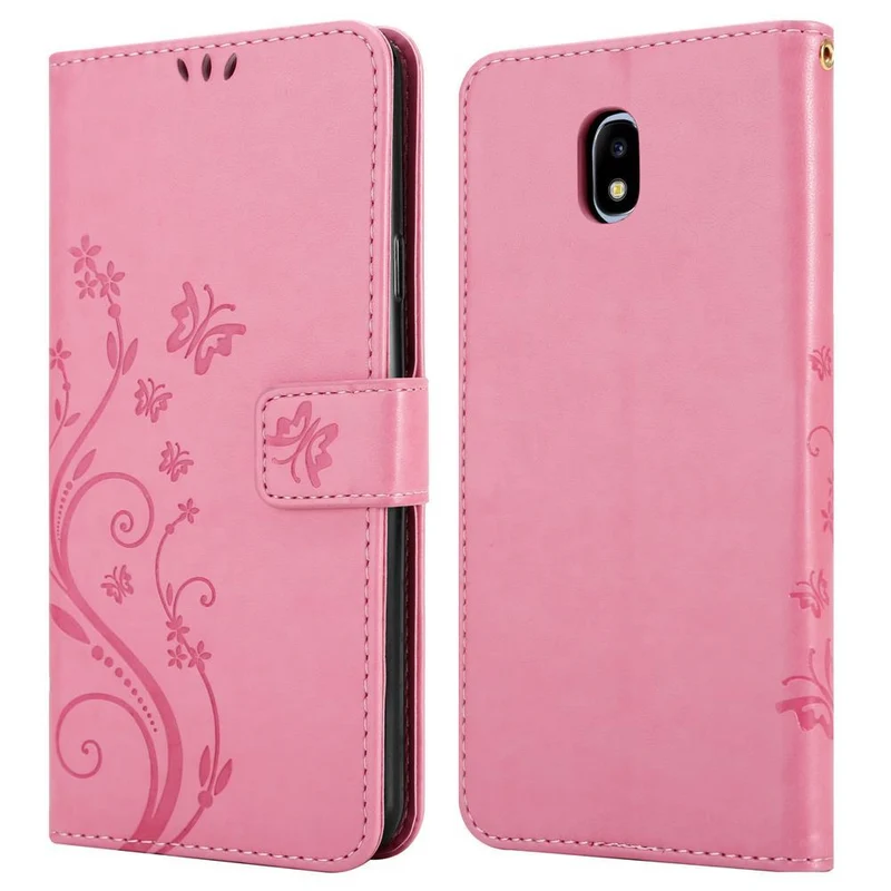Cadorabo Hülle kompatibel mit Samsung Galaxy J5 2017 / J5 PRO Schutzhülle im Blumen Design mit Magnetverschluss, Standfunktion und Kartenfächern