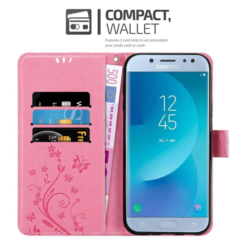 Cadorabo Hülle kompatibel mit Samsung Galaxy J5 2017 / J5 PRO Schutzhülle im Blumen Design mit Magnetverschluss, Standfunktion und Kartenfächern