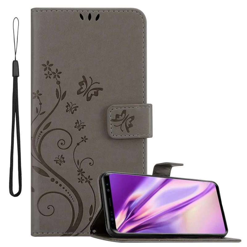 Cadorabo Hülle kompatibel mit Samsung Galaxy S9 PLUS Schutzhülle im Blumen Design mit Magnetverschluss, Standfunktion und Kartenfächern