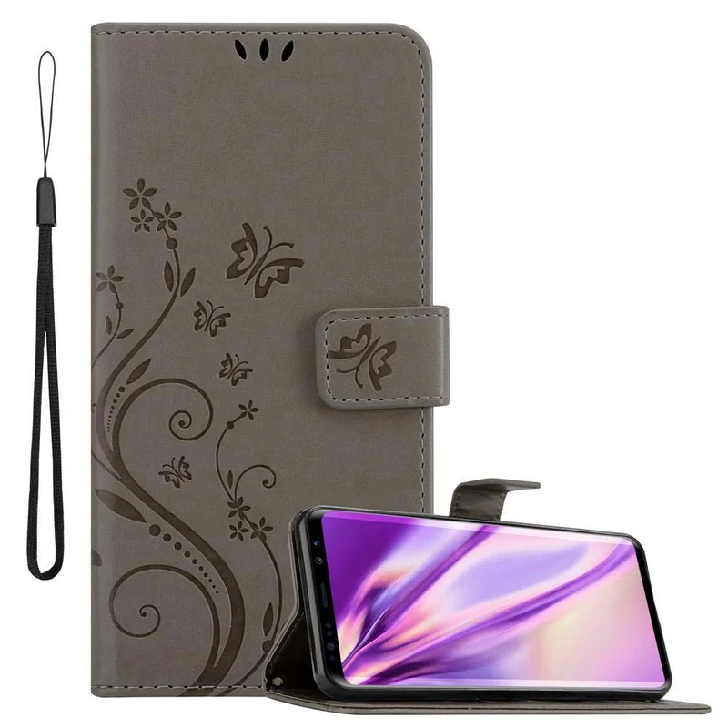 Cadorabo Hülle kompatibel mit Samsung Galaxy S9 Schutzhülle im Blumen Design mit Magnetverschluss, Standfunktion und Kartenfächern