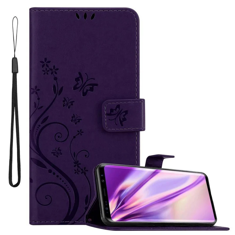 Cadorabo Hülle kompatibel mit Samsung Galaxy S9 Schutzhülle im Blumen Design mit Magnetverschluss, Standfunktion und Kartenfächern