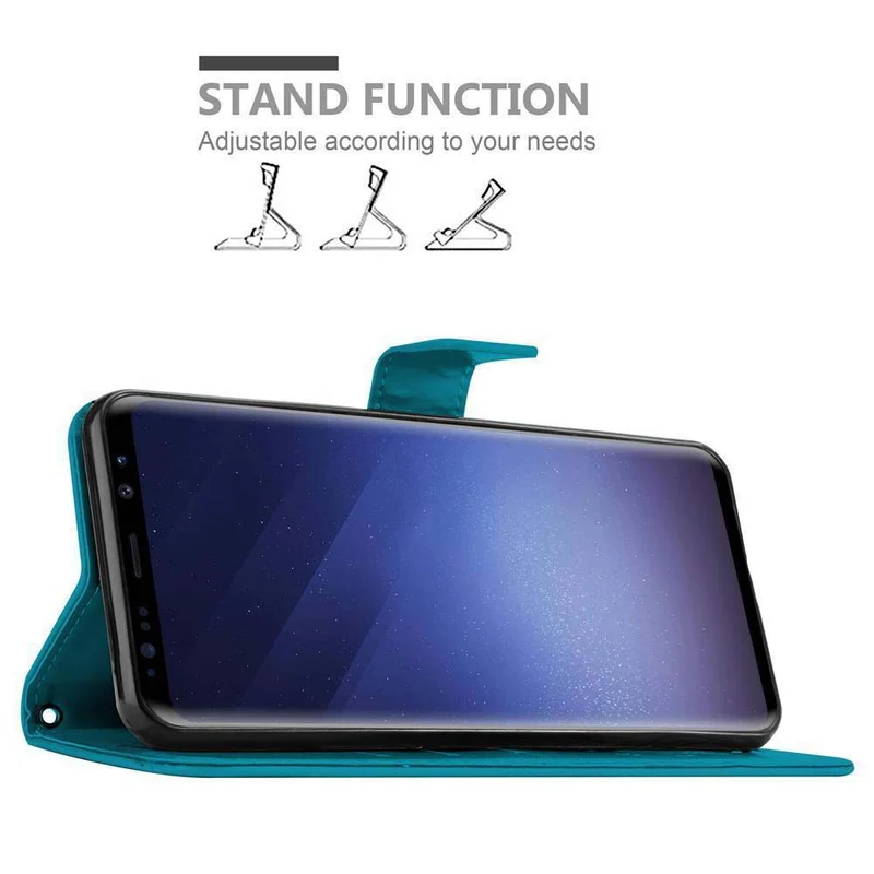 Cadorabo Hülle kompatibel mit Samsung Galaxy S9 Schutzhülle im Blumen Design mit Magnetverschluss, Standfunktion und Kartenfächern
