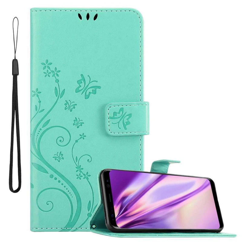 Cadorabo Hülle kompatibel mit Samsung Galaxy S8 PLUS Schutzhülle im Blumen Design mit Magnetverschluss, Standfunktion und Kartenfächern