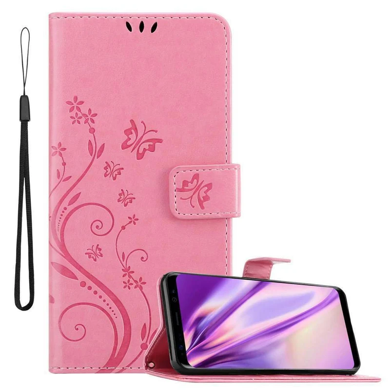 Cadorabo Hülle kompatibel mit Samsung Galaxy S8 PLUS Schutzhülle im Blumen Design mit Magnetverschluss, Standfunktion und Kartenfächern