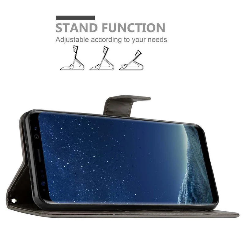 Cadorabo Hülle kompatibel mit Samsung Galaxy S8 PLUS Schutzhülle im Blumen Design mit Magnetverschluss, Standfunktion und Kartenfächern