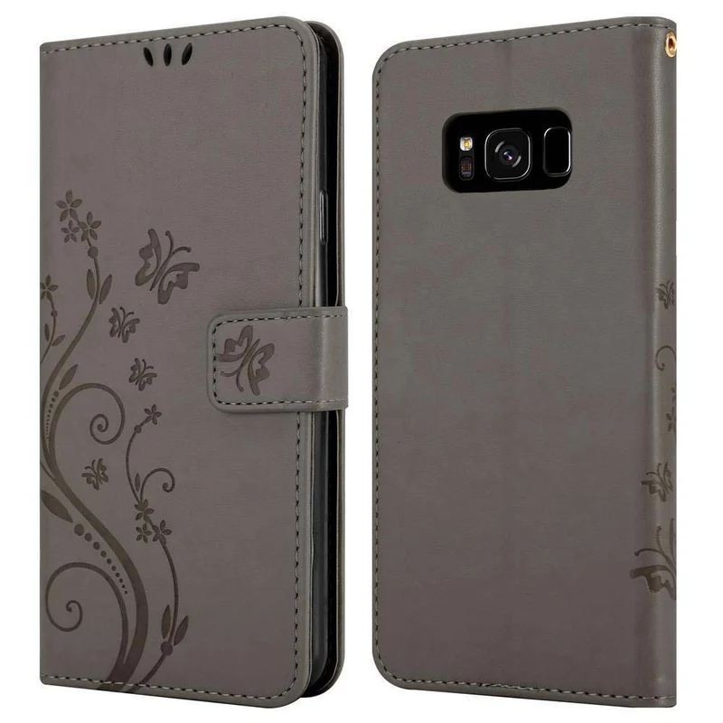 Cadorabo Hülle kompatibel mit Samsung Galaxy S8 PLUS Schutzhülle im Blumen Design mit Magnetverschluss, Standfunktion und Kartenfächern