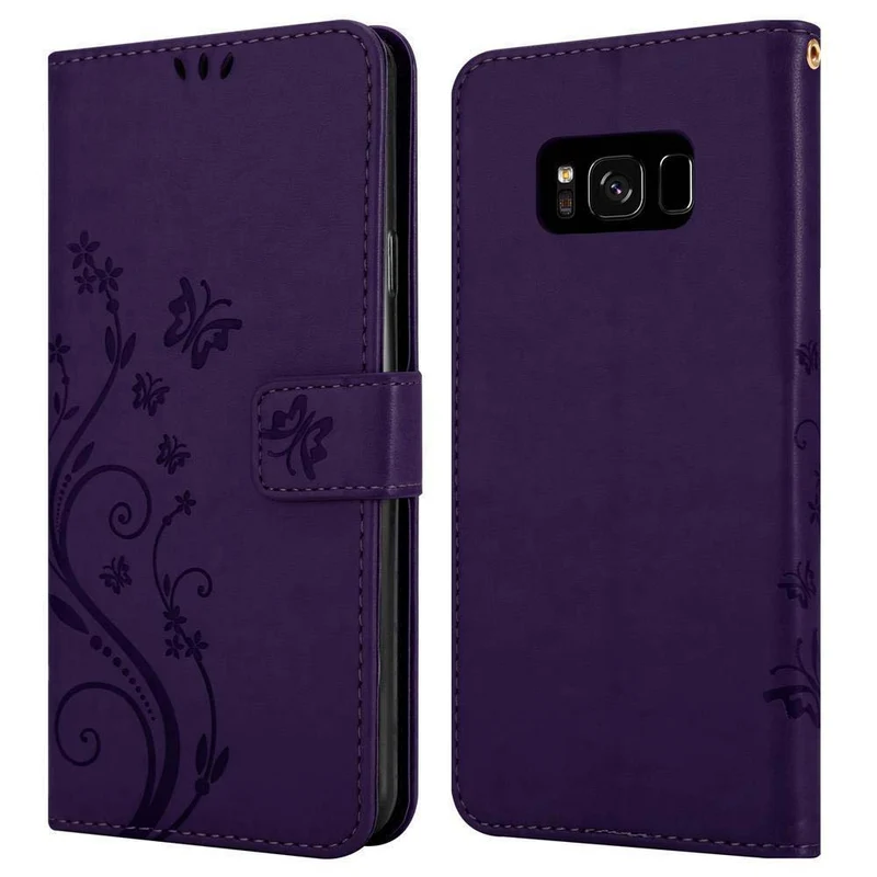 Cadorabo Hülle kompatibel mit Samsung Galaxy S8 PLUS Schutzhülle im Blumen Design mit Magnetverschluss, Standfunktion und Kartenfächern