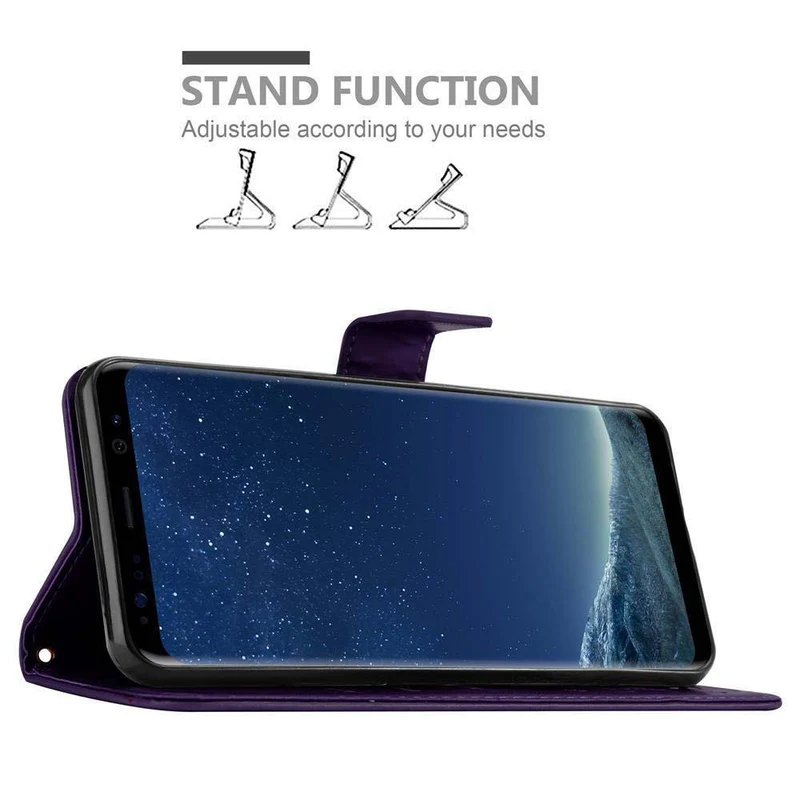 Cadorabo Hülle kompatibel mit Samsung Galaxy S8 PLUS Schutzhülle im Blumen Design mit Magnetverschluss, Standfunktion und Kartenfächern