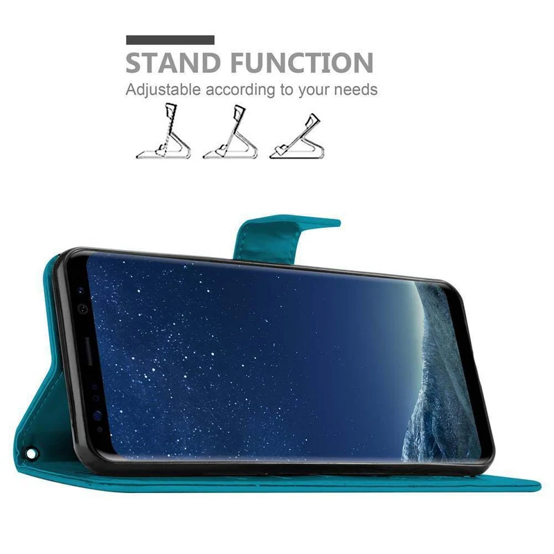 Cadorabo Hülle kompatibel mit Samsung Galaxy S8 PLUS Schutzhülle im Blumen Design mit Magnetverschluss, Standfunktion und Kartenfächern