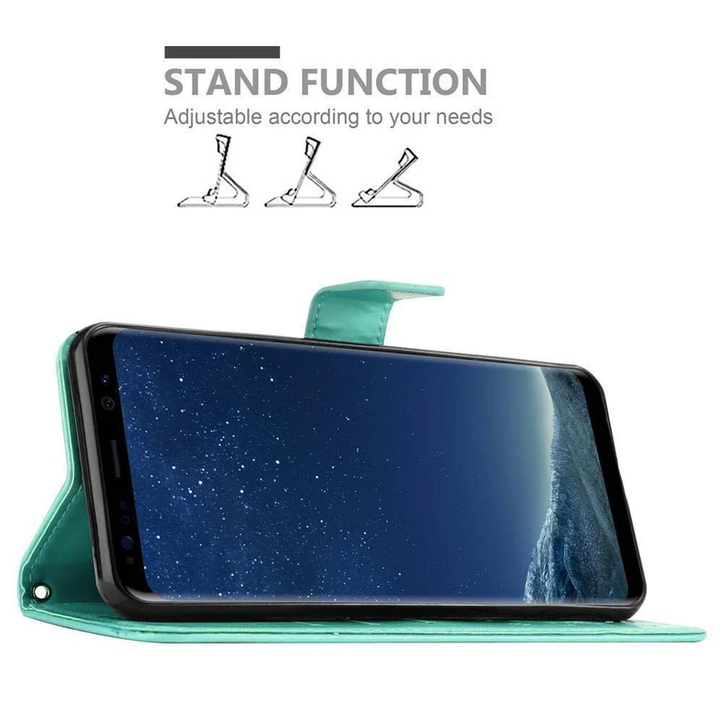 Cadorabo Hülle kompatibel mit Samsung Galaxy S8 PLUS Schutzhülle im Blumen Design mit Magnetverschluss, Standfunktion und Kartenfächern