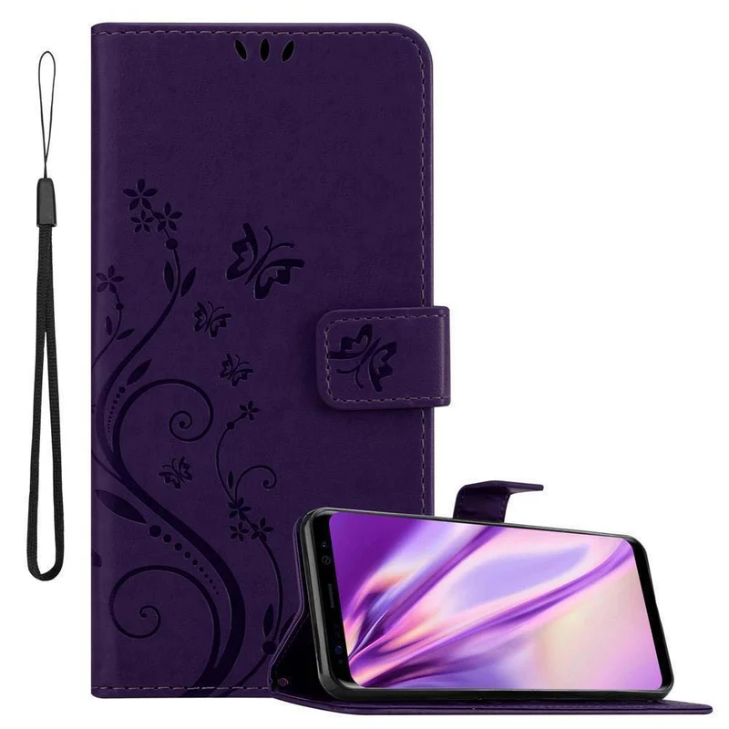 Cadorabo Hülle kompatibel mit Samsung Galaxy S8 Schutzhülle im Blumen Design mit Magnetverschluss, Standfunktion und Kartenfächern