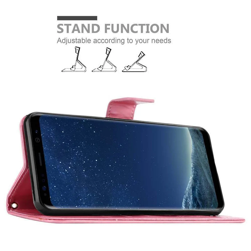 Cadorabo Hülle kompatibel mit Samsung Galaxy S8 Schutzhülle im Blumen Design mit Magnetverschluss, Standfunktion und Kartenfächern